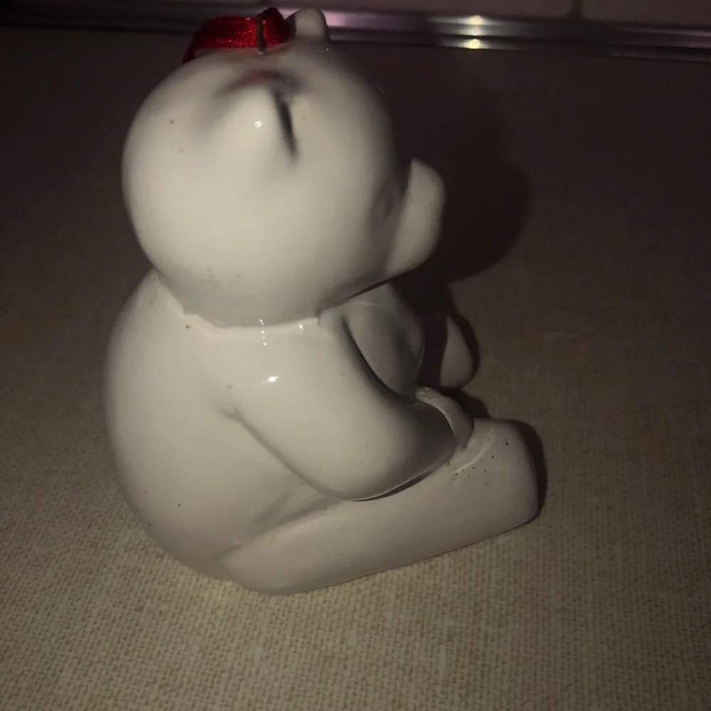 Teddy Bear Ceramic Christmas Tree Ornament‎ White